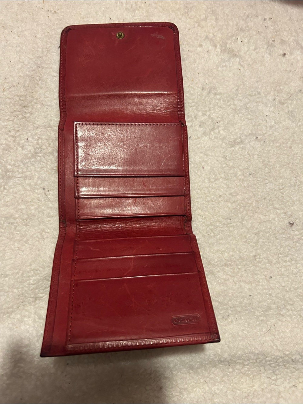 Coach Red Leather Compact Bifold Wallet - Picture 4 of 4